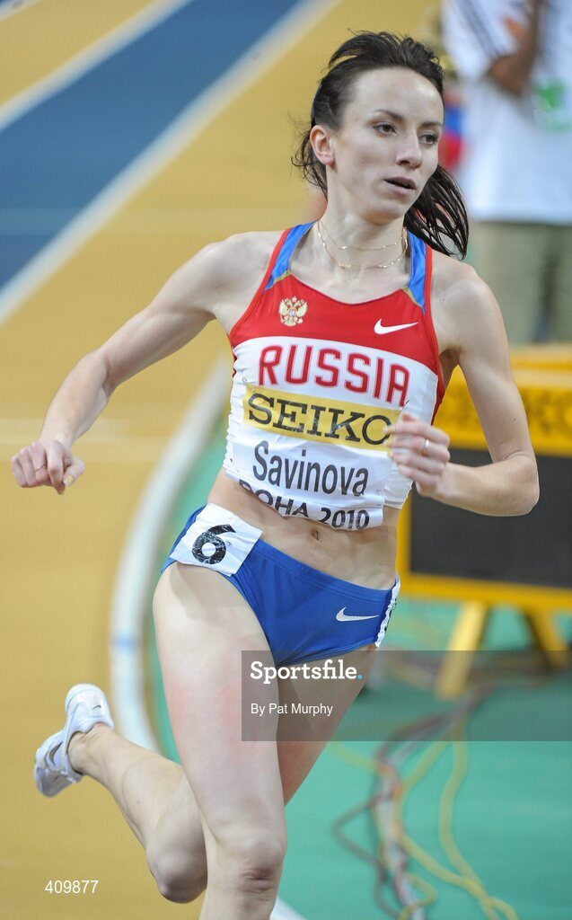 14 March 2010; Mariya Savinova, Russia, in action during the Women's 800m final at the 13th IAAF World Indoor Athletics Championships, Doha, Qatar. Picture credit: Pat Murphy / SPORTSFILE