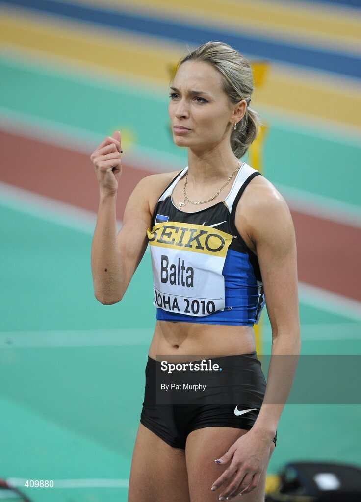 14 March 2010; Ksenija Balta, Estonia, during the Women's Long Jump Final at the 13th IAAF World Indoor Athletics Championships, Doha, Qatar. Picture credit: Pat Murphy / SPORTSFILE