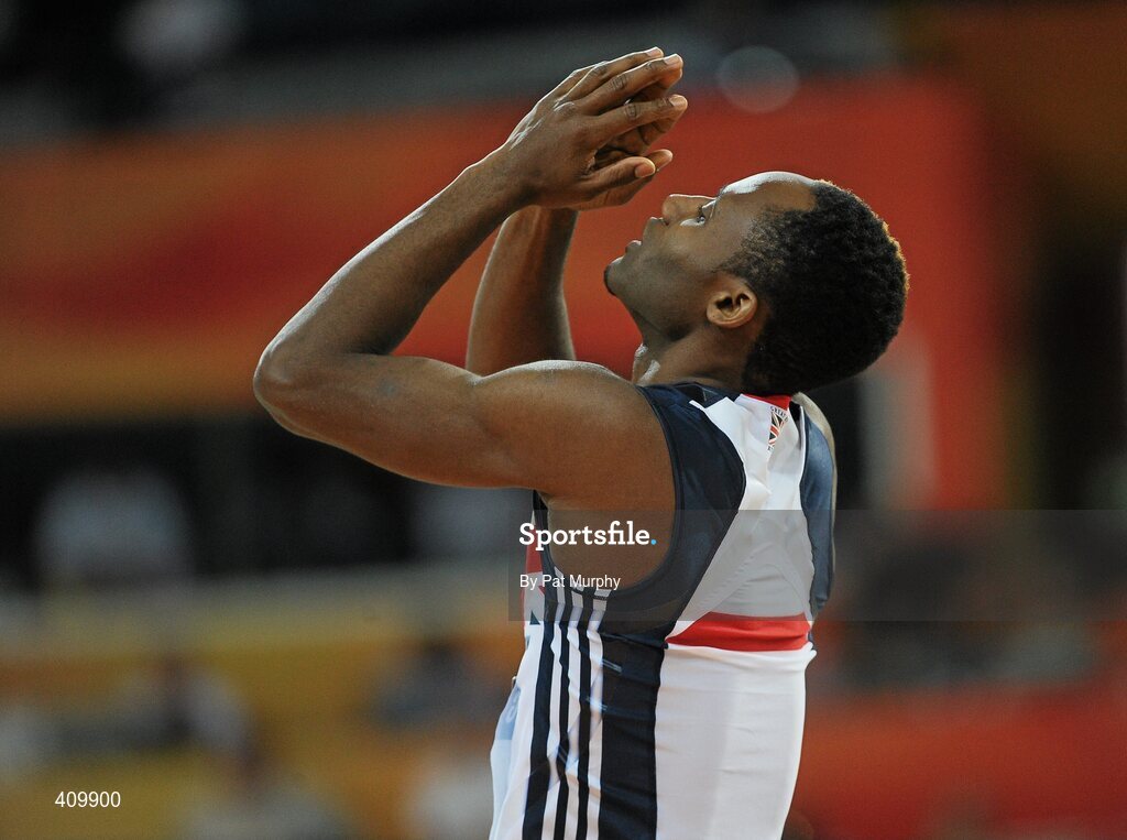 14 March 2010; Samson Oni, Great Britain, shows his disapointment after being eliminated from the Men's High Jump Final at the 13th IAAF World Indoor Athletics Championships, Doha, Qatar. Picture credit: Pat Murphy / SPORTSFILE