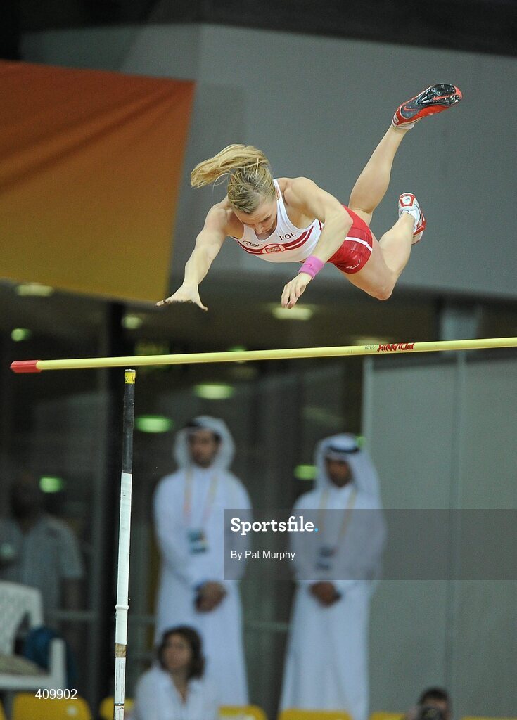 14 March 2010; Anna Rogowska, Poland, on her way to 3rd place in the Women's Pole Vault final at the 13th IAAF World Indoor Athletics Championships, Doha, Qatar. Picture credit: Pat Murphy / SPORTSFILE