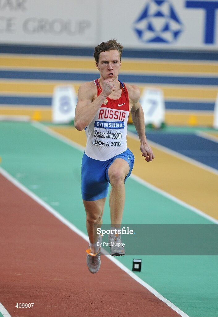14 March 2010; Igor Spasovkhodskiy, Russia, in action during the Men's Triple Jump final at the 13th IAAF World Indoor Athletics Championships, Doha, Qatar. Picture credit: Pat Murphy / SPORTSFILE
