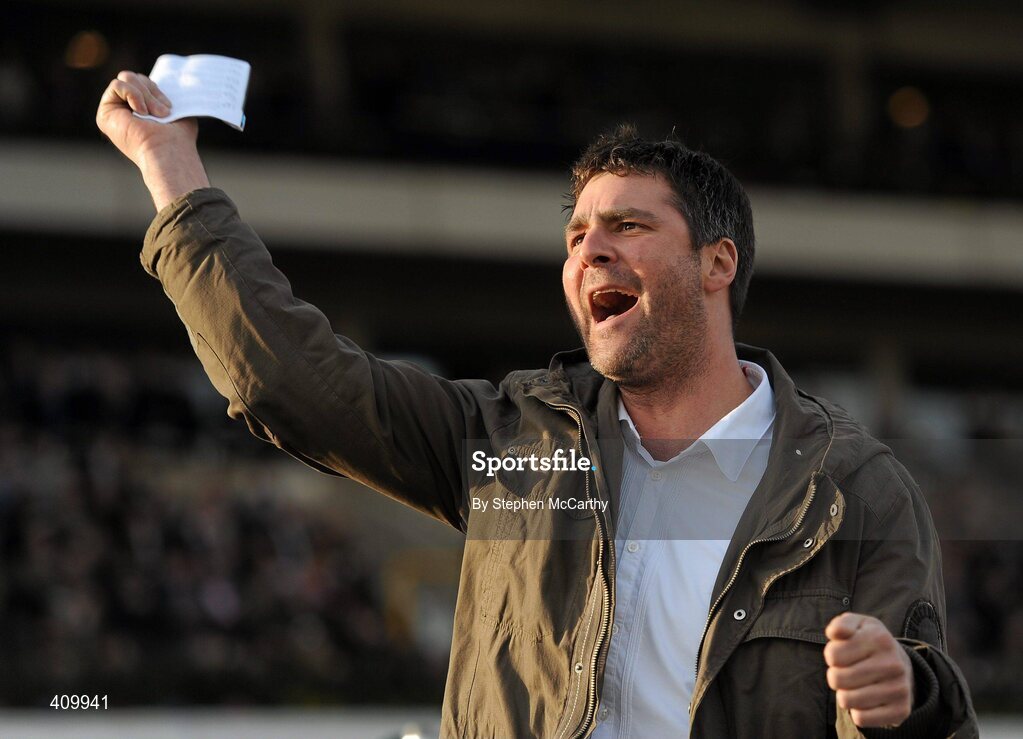 16 March 2010; A punter celebrates as Quevega, with Ruby Walsh up, wins the David Nicholson Mares' Hurdle. Cheltenham Racing Festival - Tuesday. Prestbury Park, Cheltenham, Gloucestershire, England. Picture credit: Stephen McCarthy / SPORTSFILE