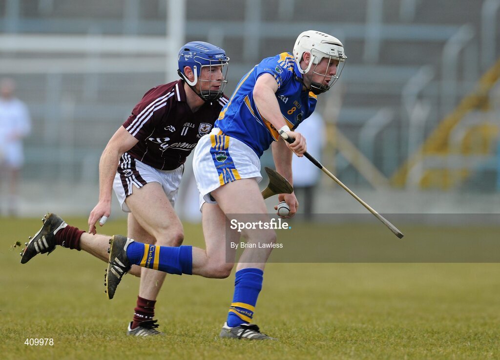 14 March 2010; Michael Cahill, Tipperary, in action against Cyril Donnellan, Galway. Allianz GAA Hurling National League, Division 1, Round 3, Tipperary v Galway, Semple Stadium, Thurles, Co. Tipperary. Picture credit: Brian Lawless / SPORTSFILE