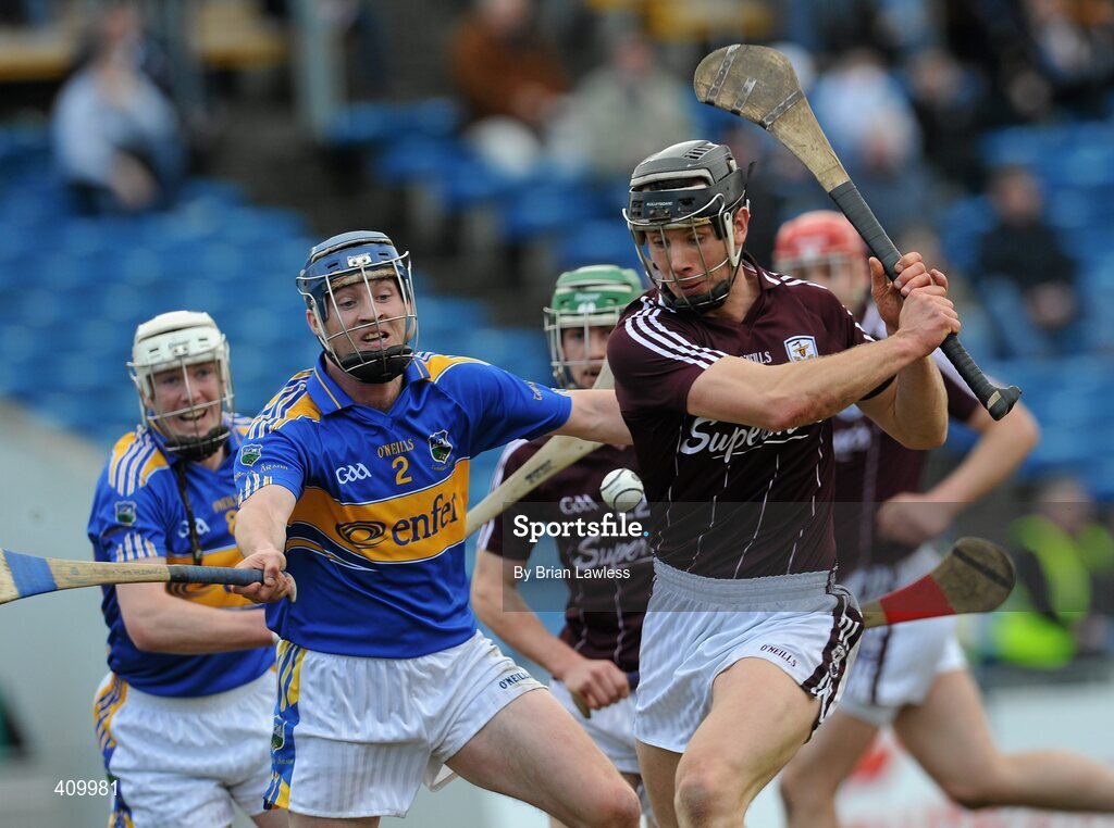 14 March 2010; Joe Gantley, Galway, in action against Paddy Stapleton, Tipperary. Allianz GAA Hurling National League, Division 1, Round 3, Tipperary v Galway, Semple Stadium, Thurles, Co. Tipperary. Picture credit: Brian Lawless / SPORTSFILE