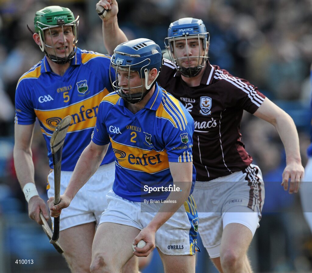14 March 2010; Paddy Stapleton, Tipperary, in action against Aidan Harte, Galway. Allianz GAA Hurling National League, Division 1, Round 3, Tipperary v Galway, Semple Stadium, Thurles, Co. Tipperary. Picture credit: Brian Lawless / SPORTSFILE