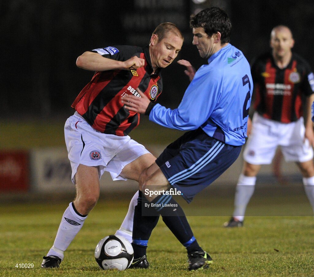 16 March 2010; Glen Cronin, Bohemians, in action against Brian Shorthall, UCD. Airtricity League Premier Division, UCD v Bohemians, UCD Bowl, Belfield, Dublin. Picture credit: Brian Lawless / SPORTSFILE