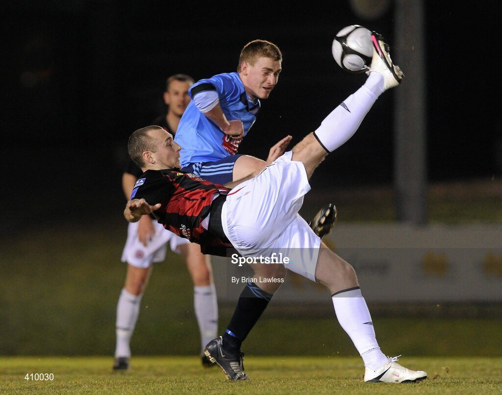 16 March 2010; Mark Quigley, Bohemians, in action against Stephen Roche, UCD. Airtricity League Premier Division, UCD v Bohemians, UCD Bowl, Belfield, Dublin. Picture credit: Brian Lawless / SPORTSFILE
