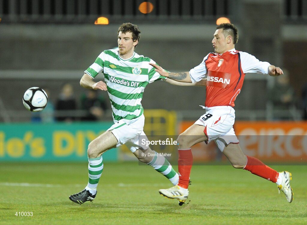 16 March 2010; Craig Sives, Shamrock Rovers, in action against Alex Williams, St Patrick's Athletic. Airtricity League Premier Division, Shamrock Rovers v St Patrick's Athletic, Tallaght Stadium, Tallaght, Dublin. Picture credit: David Maher / SPORTSFILE