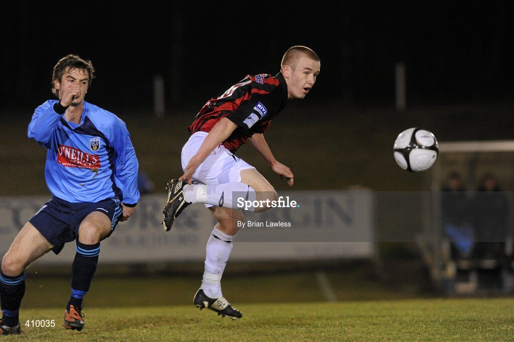 16 March 2010; Paddy Madden, Bohemians, in action against Greg Bolger, UCD. Airtricity League Premier Division, UCD v Bohemians, UCD Bowl, Belfield, Dublin. Picture credit: Brian Lawless / SPORTSFILE