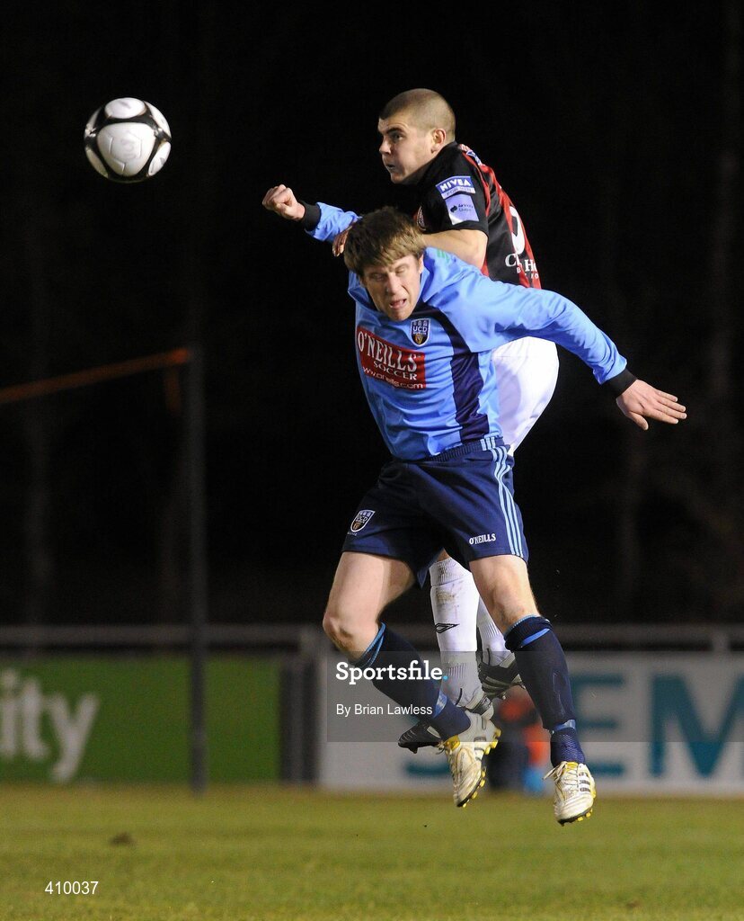 16 March 2010; Conor Powell, Bohemians, in action against Chris Mulhall, UCD. Airtricity League Premier Division, UCD v Bohemians, UCD Bowl, Belfield, Dublin. Picture credit: Brian Lawless / SPORTSFILE