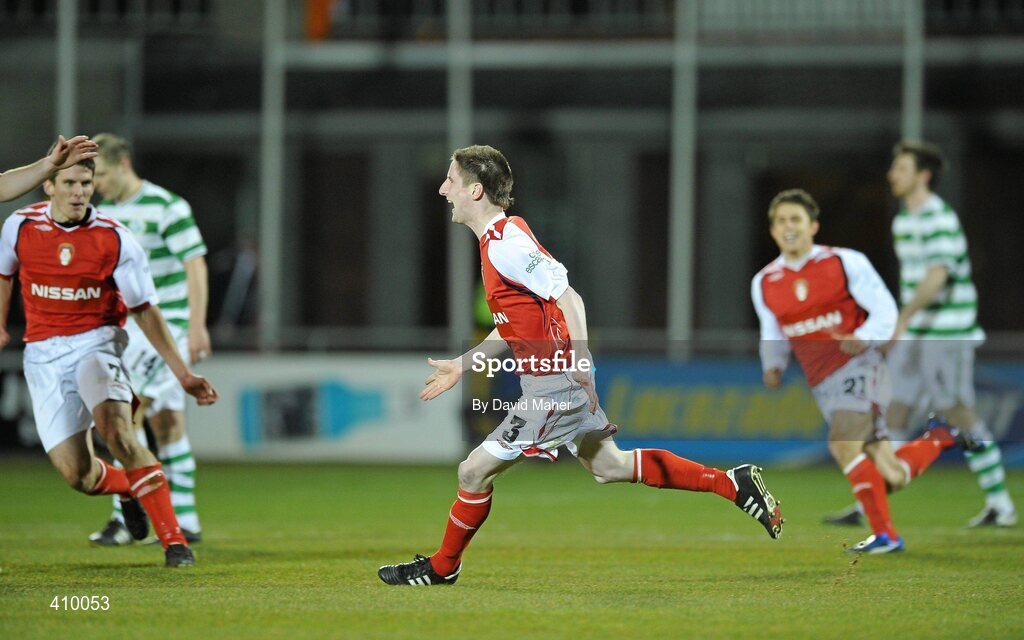 16 March 2010; Ian Birmingham, St Patrick's Athletic, celebrates after scoring his side's first goal. Airtricity League Premier Division, Shamrock Rovers v St Patrick's Athletic, Tallaght Stadium, Tallaght, Dublin. Picture credit: David Maher / SPORTSFILE