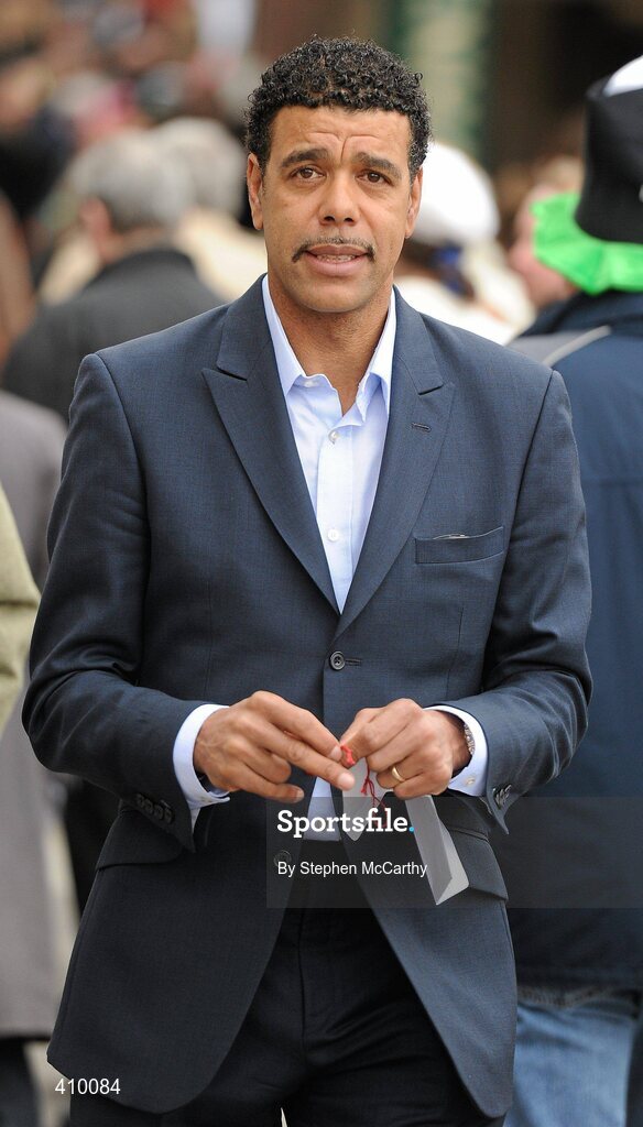 17 March 2010; Soccer pundit Chris Kamara arrives ahead of the second day of the Cheltenham Racing Festival. Cheltenham Racing Festival - Wednesday. Prestbury Park, Cheltenham, Gloucestershire, England. Picture credit: Stephen McCarthy / SPORTSFILE