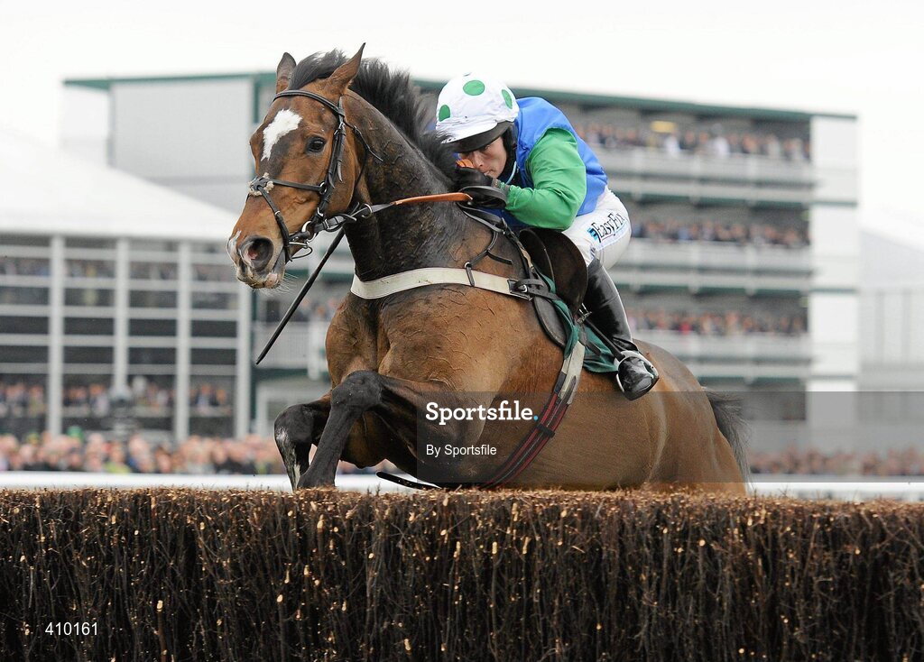17 March 2010; Poker de Sivola, with Katie Walsh up, jumps the last on their way to winning the 140th Year Of The National Hunt Chase Challenge Cup. Cheltenham Racing Festival - Wednesday. Prestbury Park, Cheltenham, Gloucestershire, England. Photo by Sportsfile