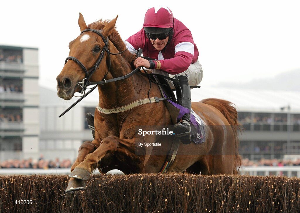 17 March 2010; Weapon's Amnesty, with Davy Russell up, jumps the last on their way to winning the RSA Chase. Cheltenham Racing Festival - Wednesday. Prestbury Park, Cheltenham, Gloucestershire, England. Photo by Sportsfile
