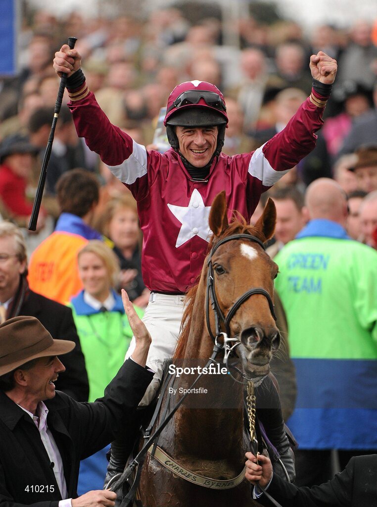 17 March 2010; Weapon's Amnesty, with Davy Russell up, celebrates after winning the RSA Chase. Cheltenham Racing Festival - Wednesday. Prestbury Park, Cheltenham, Gloucestershire, England. Photo by Sportsfile