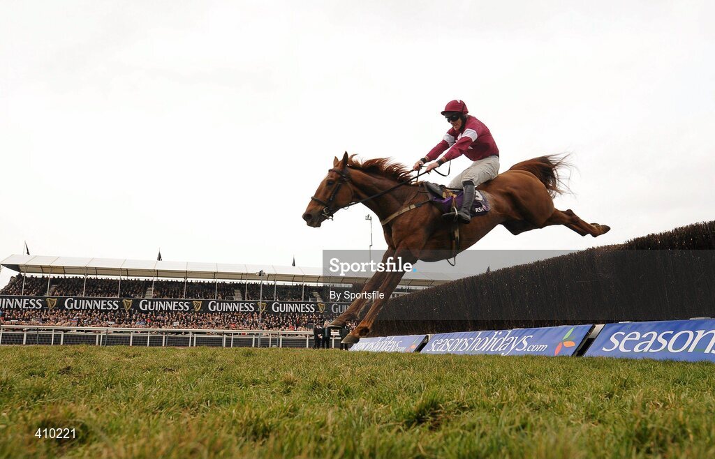 17 March 2010; Weapon's Amnesty, with Davy Russell up, jumps the last on their way to winning the RSA Chase. Cheltenham Racing Festival - Wednesday. Prestbury Park, Cheltenham, Gloucestershire, England. Photo by Sportsfile