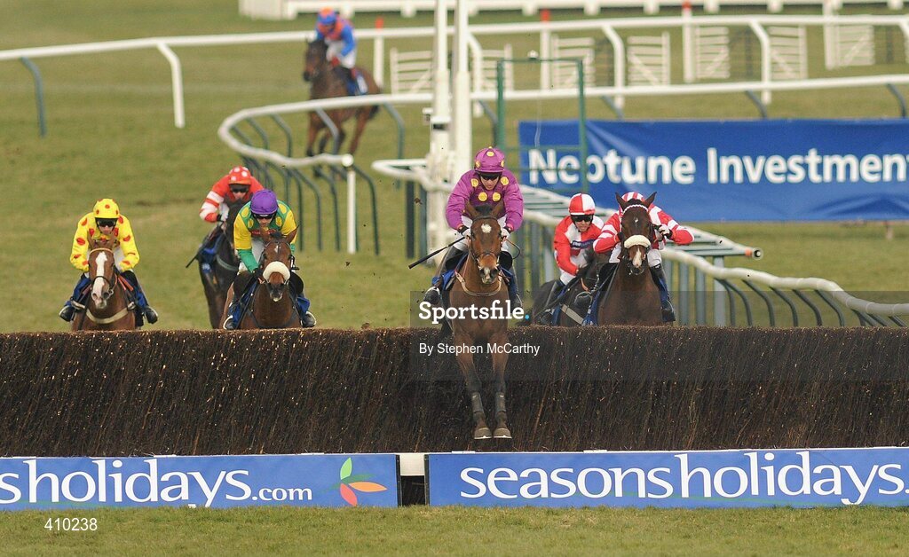17 March 2010; Big Zeb, with Barry Geraghty up, jumps the last on their way to winning the Seasons Holidays Queen Mother Champion Chase. Cheltenham Racing Festival - Wednesday. Prestbury Park, Cheltenham, Gloucestershire, England. Picture credit: Stephen McCarthy / SPORTSFILE