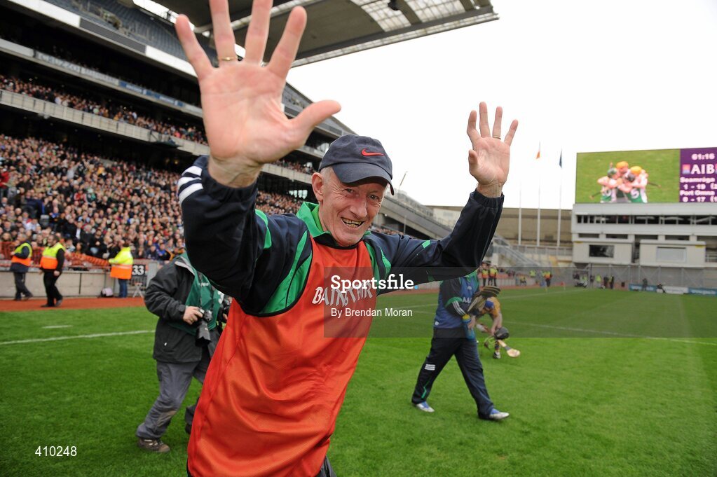 17 March 2010; Ballyhale Shamrocks manager Michael Fennelly, celebrates after the game, after his side won the All-Ireland Club Hurling Championship for a record 5th time. AIB GAA Hurling All-Ireland Senior Club Championship Final, Ballyhale Shamrocks v Portumna, Croke Park, Dublin. Picture credit: Brendan Moran / SPORTSFILE