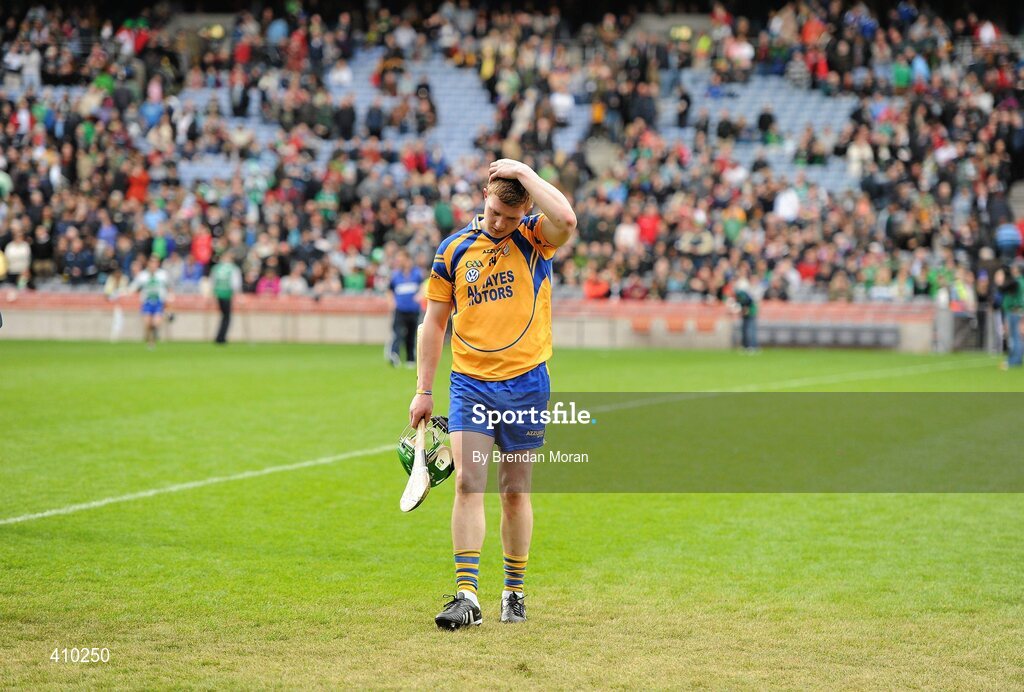 17 March 2010; A dejected Joe Canning, Portumna, leaves the pitch after the game. AIB GAA Hurling All-Ireland Senior Club Championship Final, Ballyhale Shamrocks v Portumna, Croke Park, Dublin. Picture credit: Brendan Moran / SPORTSFILE