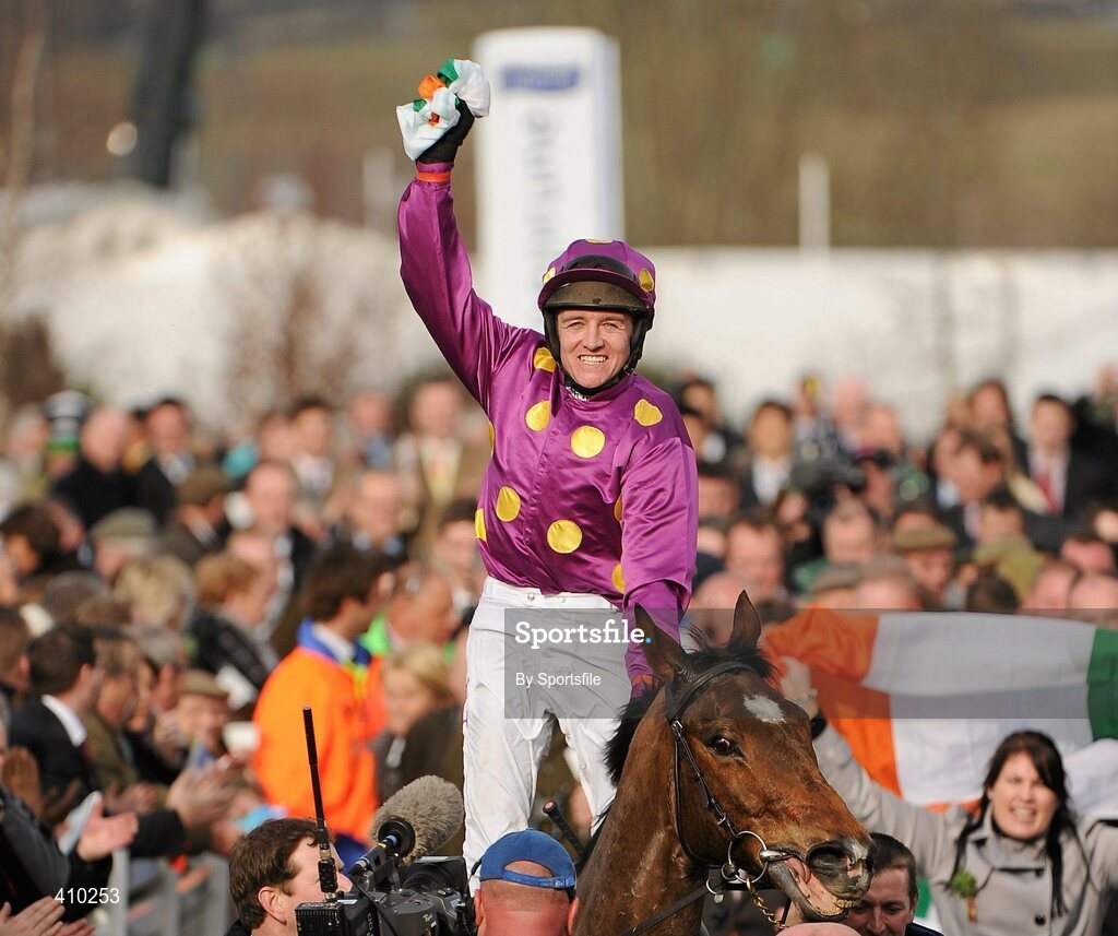 17 March 2010; Big Zeb, with Barry Geraghty up, after winning the Seasons Holidays Queen Mother Champion Chase. Cheltenham Racing Festival - Wednesday. Prestbury Park, Cheltenham, Gloucestershire, England. Photo by Sportsfile