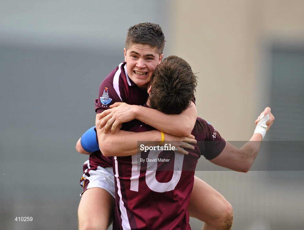 17 March 2010; John Egan, left, Westmeath, celebrates with his team-mate Paul Sharry, after victory over Laois. Cadbury Leinster GAA Football Under 21 Semi-Final, Westmeath v Laois, Cusack Park, Mullingar, Co. Westmeath. Picture credit: David Maher / SPORTSFILE
