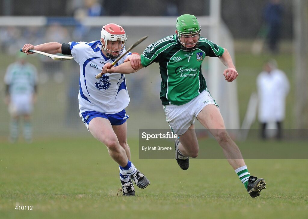 14 March 2010; Dean Madden, Limerick, in action against Thomas Connors, Waterford. Allianz GAA Hurling National League, Division 1, Round 3, Waterford v Limerick, Fraher Field, Dungarvan, Co. Waterford. Picture credit: Matt Browne / SPORTSFILE