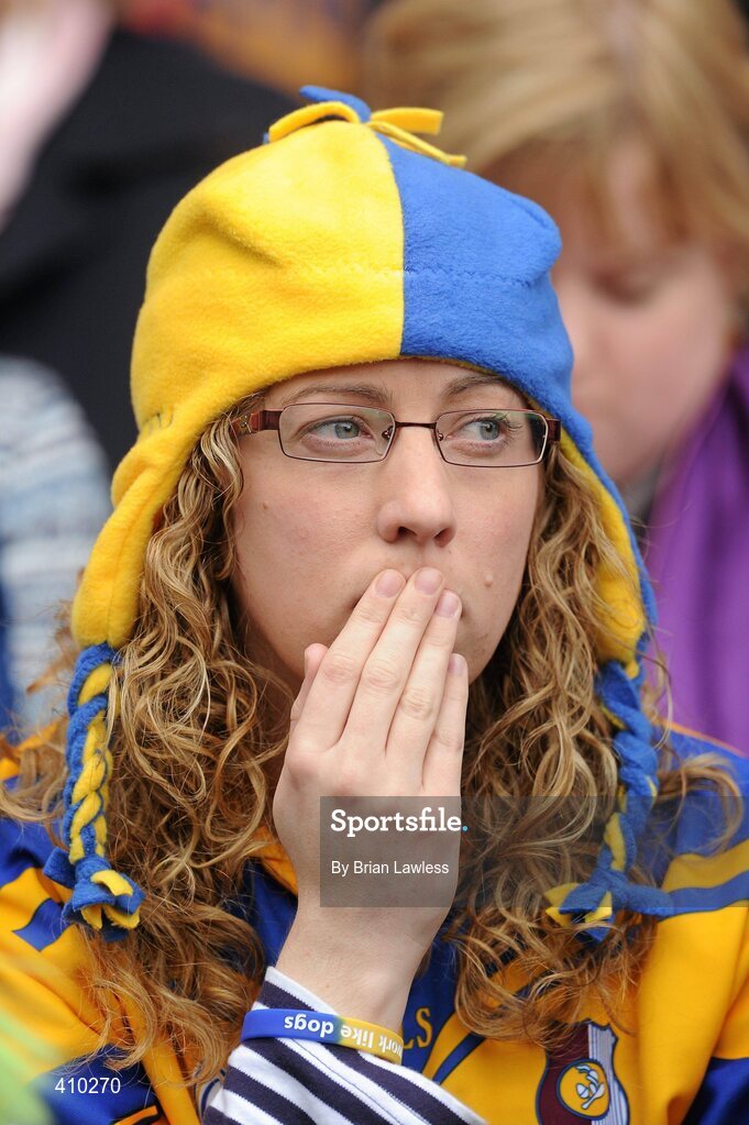 17 March 2010; A Portumna fan watches the dying moments of the match. AIB GAA Hurling All-Ireland Senior Club Championship Final, Ballyhale Shamrocks v Portumna, Croke Park, Dublin. Picture credit: Brian Lawless / SPORTSFILE
