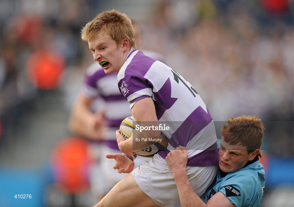 17 March 2010; Jack McMahon, Clongowes Wood College SJ, in action against Cathal Marsh, St. Michael's College. Leinster Schools Senior Cup Final, Clongowes Wood College SJ v St. Michael's College. RDS, Ballsbridge, Dublin. Picture credit: Pat Murphy / SPORTSFILE
