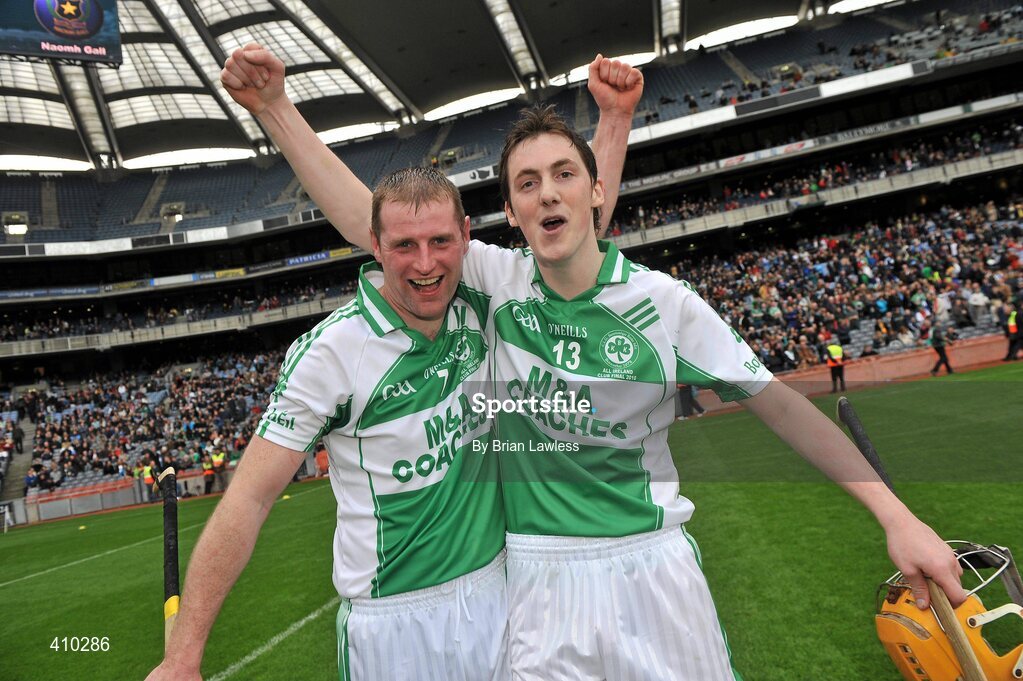 17 March 2010; Ballyhale Shamrocks team-mates Bob Aylward, left, and Eoin Reid, celebrate after the match. AIB GAA Hurling All-Ireland Senior Club Championship Final, Ballyhale Shamrocks v Portumna, Croke Park, Dublin. Picture credit: Brian Lawless / SPORTSFILE