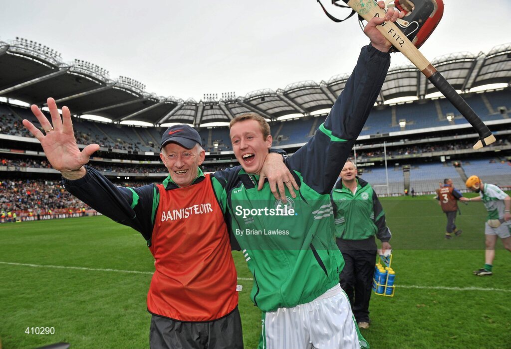 17 March 2010; Ballyhale Shamrocks manager Michael Fennelly, celebrates with Donnchadh Fitzpatrick, after the game, after his side won the All-Ireland Club Hurling Championship for a record 5th time. AIB GAA Hurling All-Ireland Senior Club Championship Final, Ballyhale Shamrocks v Portumna, Croke Park, Dublin. Picture credit: Brian Lawless / SPORTSFILE