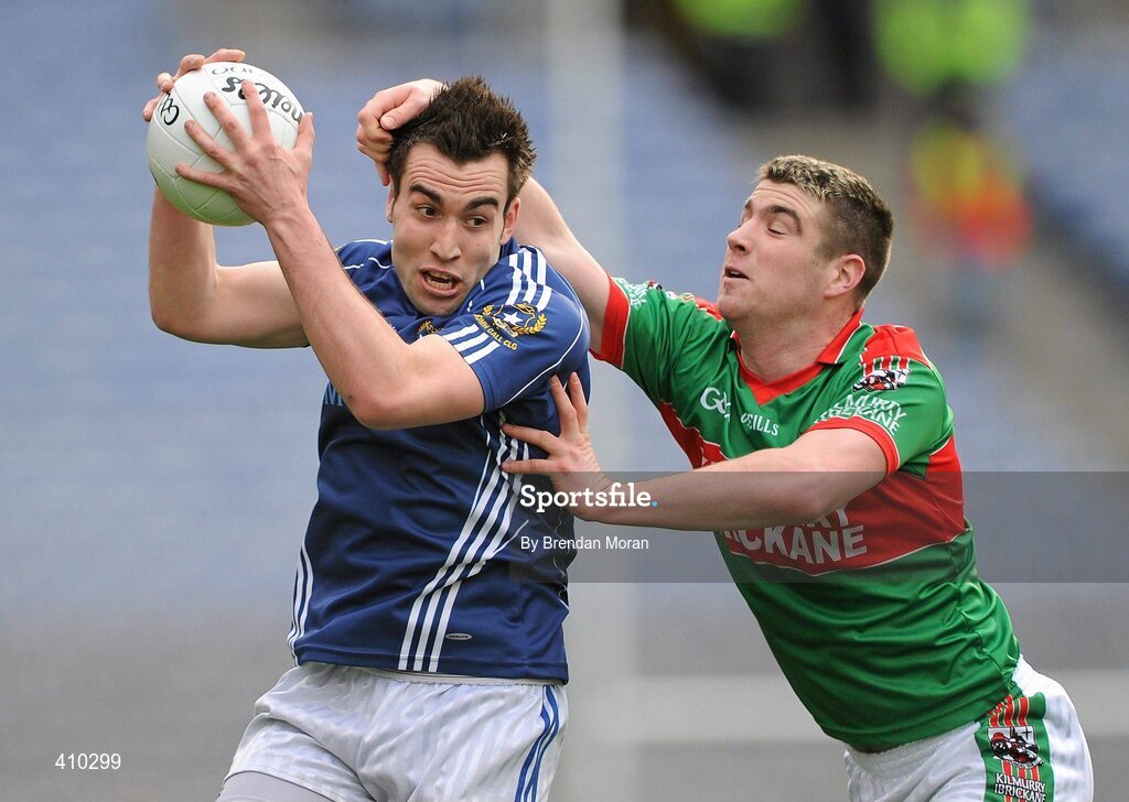 17 March 2010; Kevin Niblock, St Gall's, in action against Darren Hickey, Kilmurry Ibrickane. AIB GAA Football All-Ireland Senior Club Championship Final, Kilmurry Ibrickane v St Gall's, Croke Park, Dublin. Picture credit: Brendan Moran / SPORTSFILE