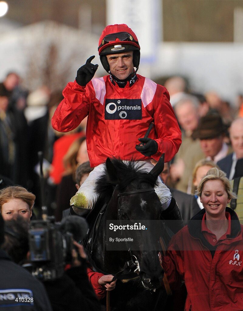 17 March 2010; Sanctuaire, with Ruby Walsh up, after winning the Fred Winter Juvenile Novices' Handicap Hurdle. Cheltenham Racing Festival - Wednesday. Prestbury Park, Cheltenham, Gloucestershire, England. Photo by Sportsfile