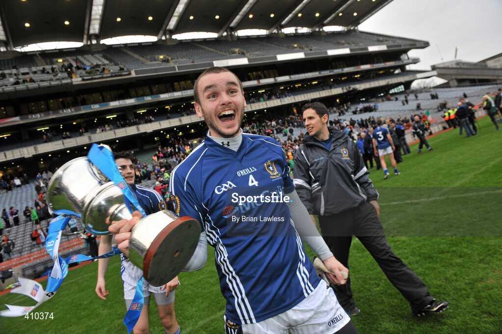 17 March 2010; St. Gall's captain Colin Brady celebrates with the cup. AIB GAA Football All-Ireland Senior Club Championship Final, Kilmurry Ibrickane v St Gall's, Croke Park, Dublin. Picture credit: Brian Lawless / SPORTSFILE