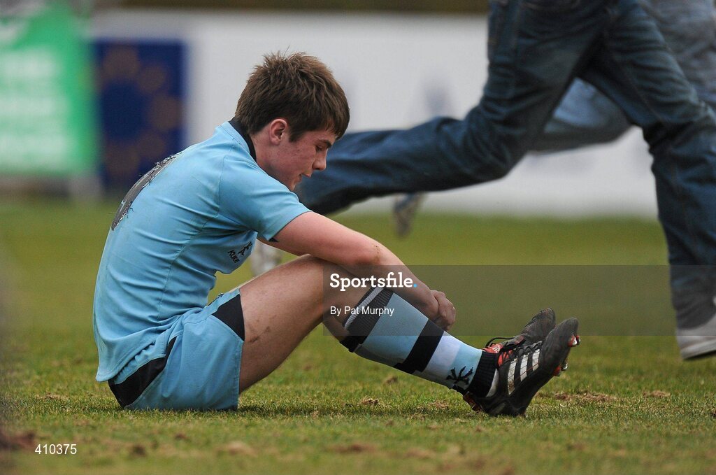 17 March 2010; Luke McGrath, St. Michael's College, shows his disappointment after the game. Leinster Schools Senior Cup Final, Clongowes Wood College SJ v St. Michael's College. RDS, Ballsbridge, Dublin. Picture credit: Pat Murphy / SPORTSFILE