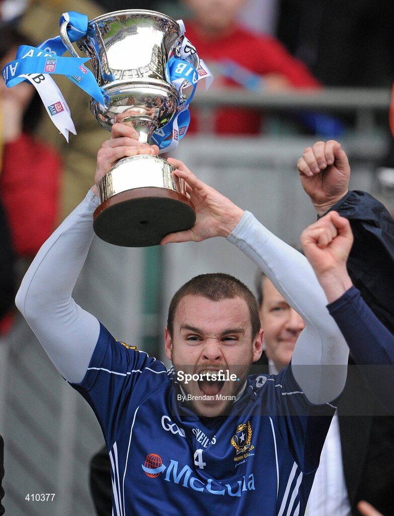 17 March 2010; St Gall's captain Colin Brady lifts the Andy Merrigan cup after the game. AIB GAA Football All-Ireland Senior Club Championship Final, Kilmurry Ibrickane v St Gall's, Croke Park, Dublin. Picture credit: Brendan Moran / SPORTSFILE