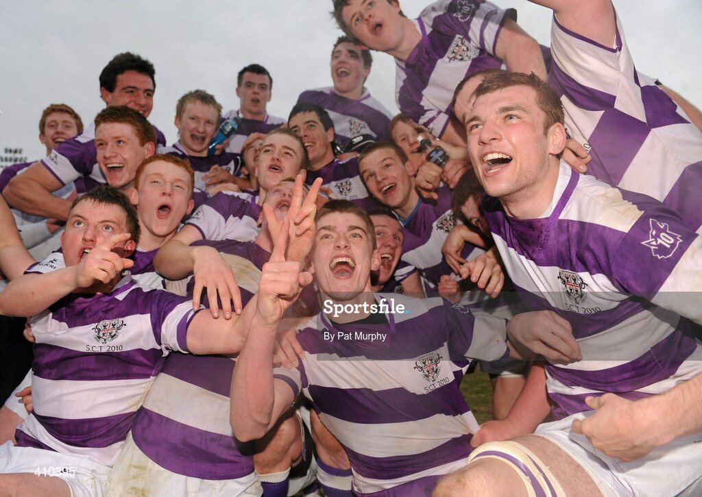 17 March 2010; The Clongowes Wood College SJ team celebrate after the game. Leinster Schools Senior Cup Final, Clongowes Wood College SJ v St. Michael's College. RDS, Ballsbridge, Dublin. Picture credit: Pat Murphy / SPORTSFILE