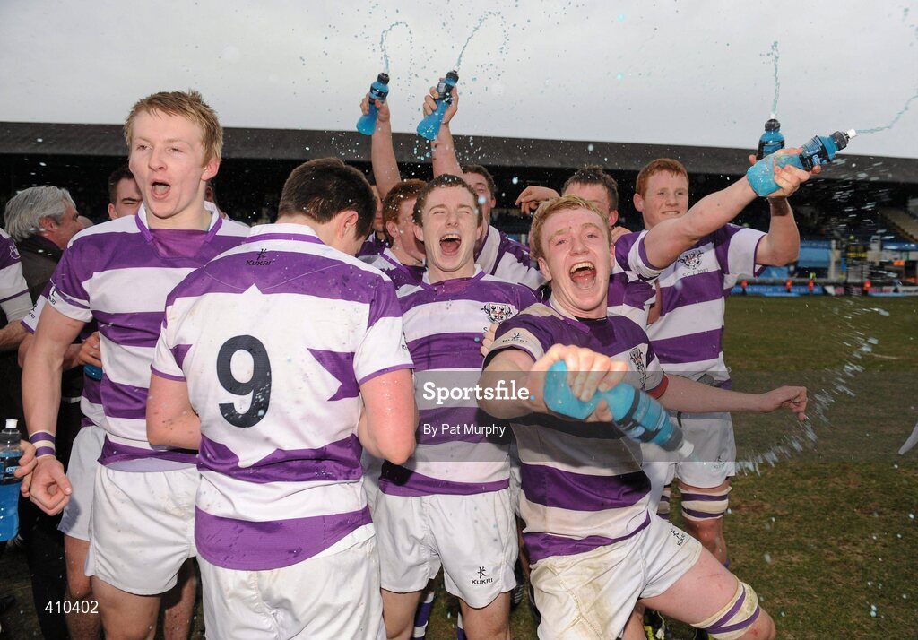 17 March 2010; Clongowes Wood College SJ players celebrate after the game. Leinster Schools Senior Cup Final, Clongowes Wood College SJ v St. Michael's College. RDS, Ballsbridge, Dublin. Picture credit: Pat Murphy / SPORTSFILE