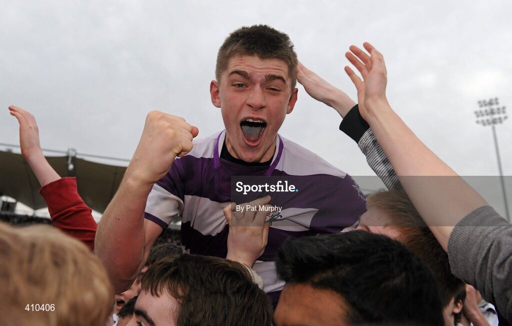 17 March 2010; Nick McCarthy, Clongowes Wood College SJ, celebrates after the game. Leinster Schools Senior Cup Final, Clongowes Wood College SJ v St. Michael's College. RDS, Ballsbridge, Dublin. Picture credit: Pat Murphy / SPORTSFILE