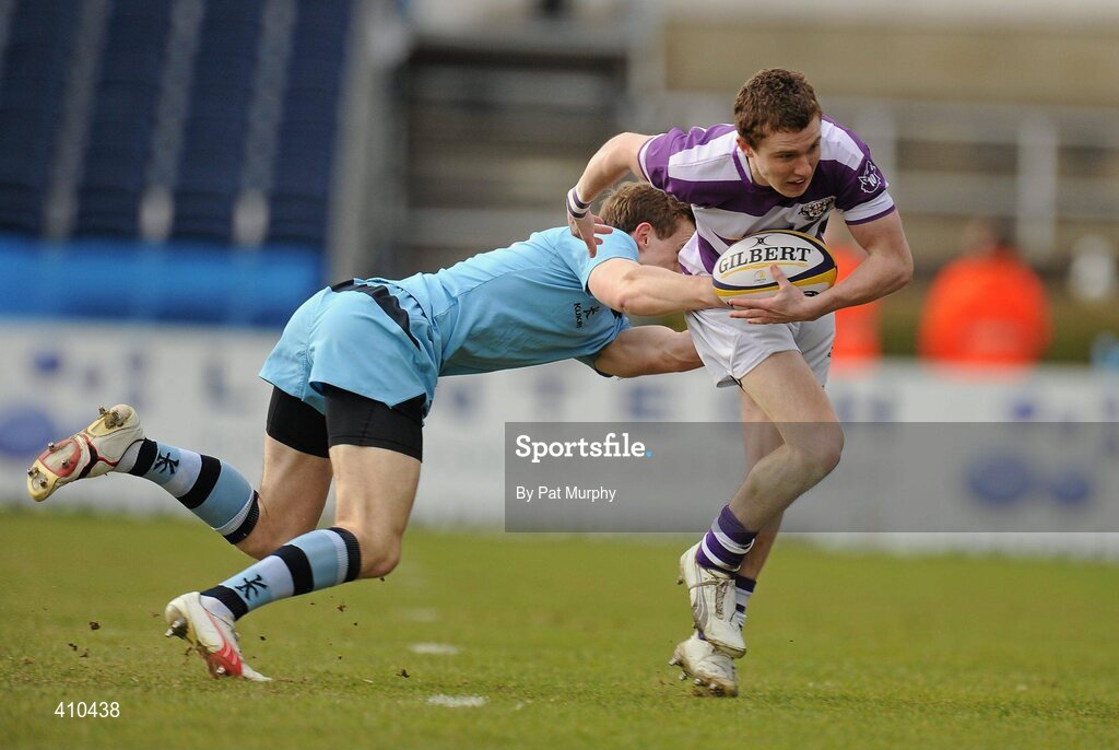 17 March 2010; Aaron Thompson, Clongowes Wood College SJ, in action against Mark Corballis, St. Michael's College. Leinster Schools Senior Cup Final, Clongowes Wood College SJ v St. Michael's College. RDS, Ballsbridge, Dublin. Picture credit: Pat Murphy / SPORTSFILE