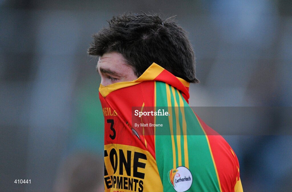 17 March 2010; Carlow team captain Shane Redmond after the final whistle. Cadbury Leinster GAA Football Under 21 Semi-Final, Carlow v Dublin, Dr Cullen Park, Carlow. Picture credit: Matt Browne / SPORTSFILE