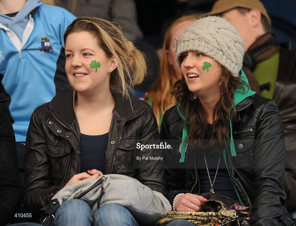 17 March 2010; St. Michael's College supporters watch the game. Leinster Schools Senior Cup Final, Clongowes Wood College SJ v St. Michael's College. RDS, Ballsbridge, Dublin. Picture credit: Pat Murphy / SPORTSFILE