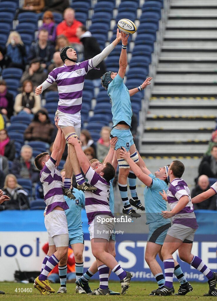 17 March 2010; Tadhg Beirne, Clongowes Wood College SJ, in action in the line-out against Emmet McMahon, St. Michael's College. Leinster Schools Senior Cup Final, Clongowes Wood College SJ v St. Michael's College. RDS, Ballsbridge, Dublin. Picture credit: Pat Murphy / SPORTSFILE