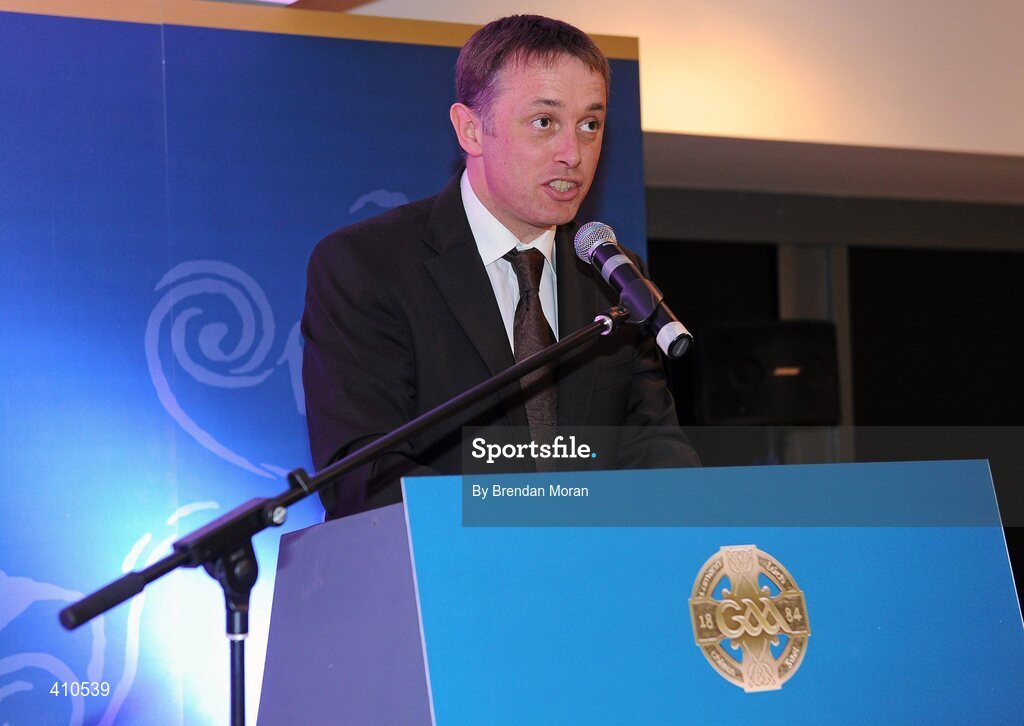 16 March 2009; MC Micheal O Domhnaill speaking at the awards. GAA President’s Awards 2010, Croke Park, Dublin. Picture credit: Brendan Moran / SPORTSFILE