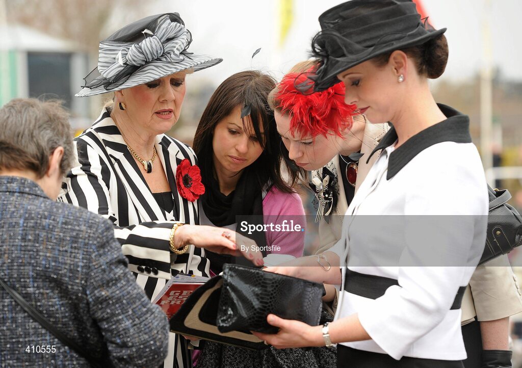 18 March 2010; Ladies check out their race cards ahead of the days racing. Cheltenham Racing Festival - Thursday. Prestbury Park, Cheltenham, Gloucestershire, England. Photo by Sportsfile