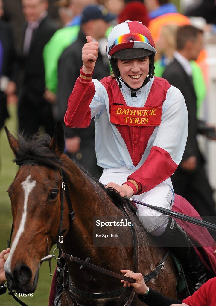 18 March 2010; Jockey Hadden Frost celebrates after winning the Pertemps Final on Buena Vista. Cheltenham Racing Festival - Thursday. Prestbury Park, Cheltenham, Gloucestershire, England. Photo by Sportsfile