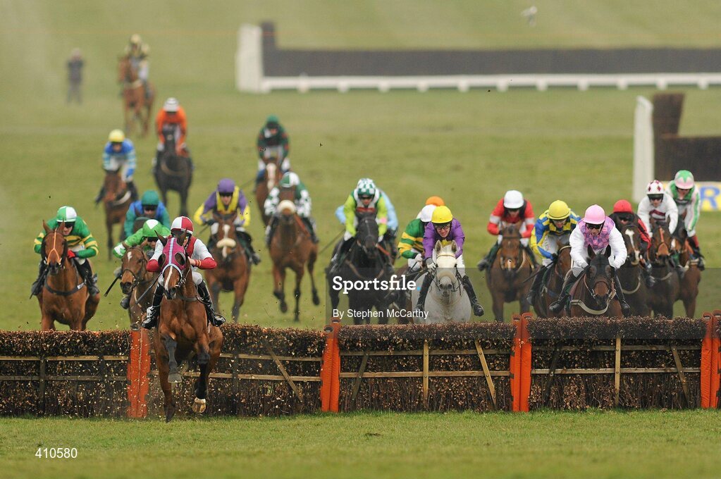 18 March 2010; Buena Vista, with Hadden Frost up, jump the last on their way to winning the Pertemps Final. Cheltenham Racing Festival - Thursday. Prestbury Park, Cheltenham, Gloucestershire, England. Picture credit: Stephen McCarthy / SPORTSFILE