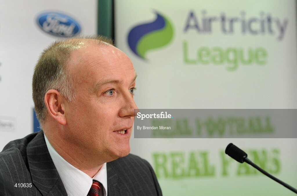 18 March 2010; Fran Gavin, Director of the Airtricity League, speaking at the announcement of Paul Doolin as Republic of Ireland Under-23 manager. FAI Headquarters, Abbotstown, Dublin. Picture credit: Brendan Moran / SPORTSFILE