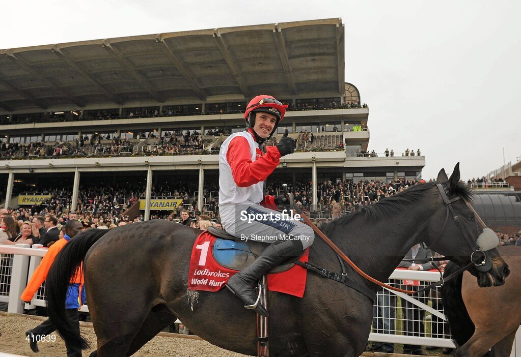 18 March 2010; Jockey Ruby Walsh celebrates after winning the Ladbrokes World Hurdle on Big Bucks. Cheltenham Racing Festival - Thursday. Prestbury Park, Cheltenham, Gloucestershire, England. Picture credit: Stephen McCarthy / SPORTSFILE