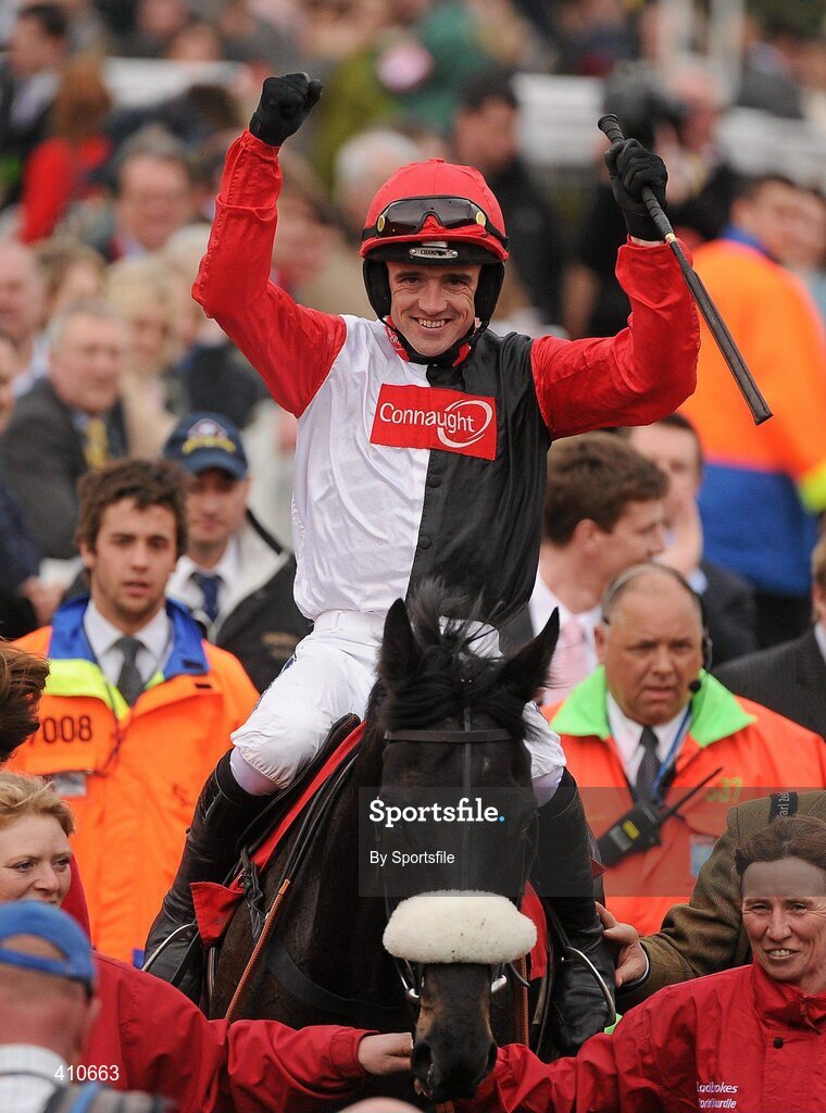 18 March 2010; Jockey Ruby Walsh celebrates after winning the Ladbrokes World Hurdle on Big Buck's. Cheltenham Racing Festival - Thursday. Prestbury Park, Cheltenham, Gloucestershire, England. Photo by Sportsfile