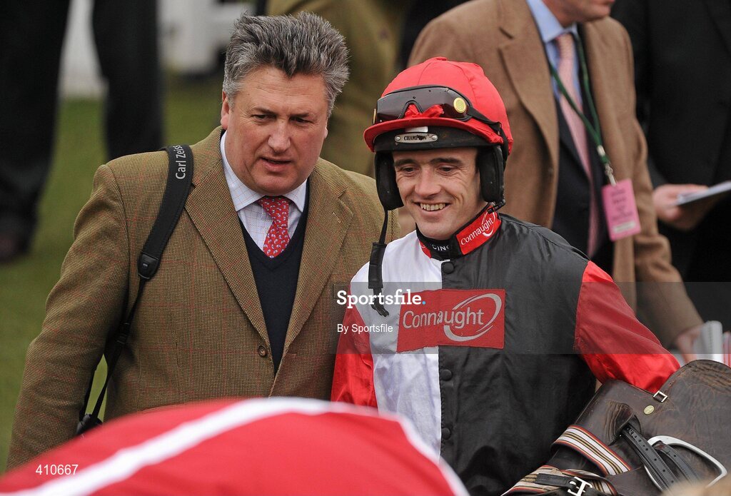 18 March 2010; Trainer Paul Nicholls and jockey Ruby Walsh after winning the Ladbrokes World Hurdle with Big Buck's. Cheltenham Racing Festival - Thursday. Prestbury Park, Cheltenham, Gloucestershire, England. Photo by Sportsfile